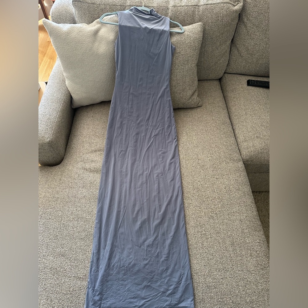 SKIMS Slate Blue, Fits Everybody Mock Neck - Maxi Dress